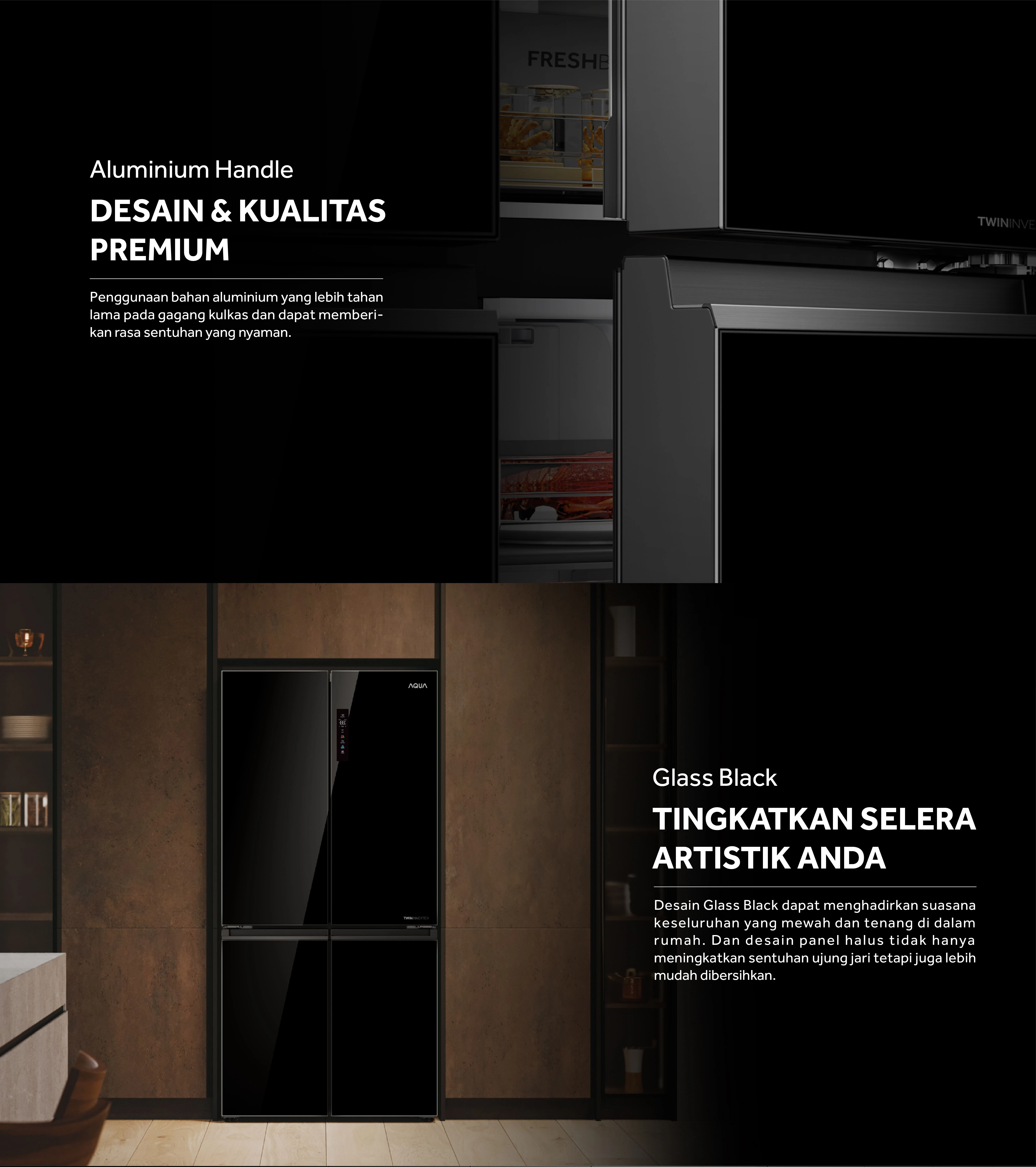 kulkas AQUA Elektronik AQR-CTD746RAG(BK)